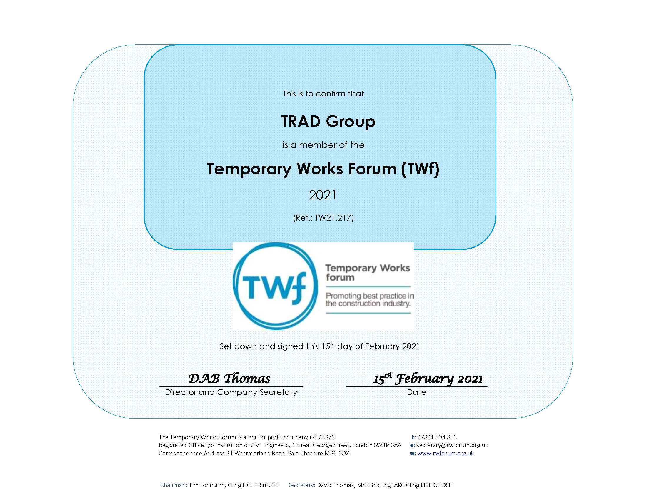 Temporary Works Forum